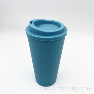 Double wall PP travel mug 16oz 500ml plastic cups reusable coffee cup with lids